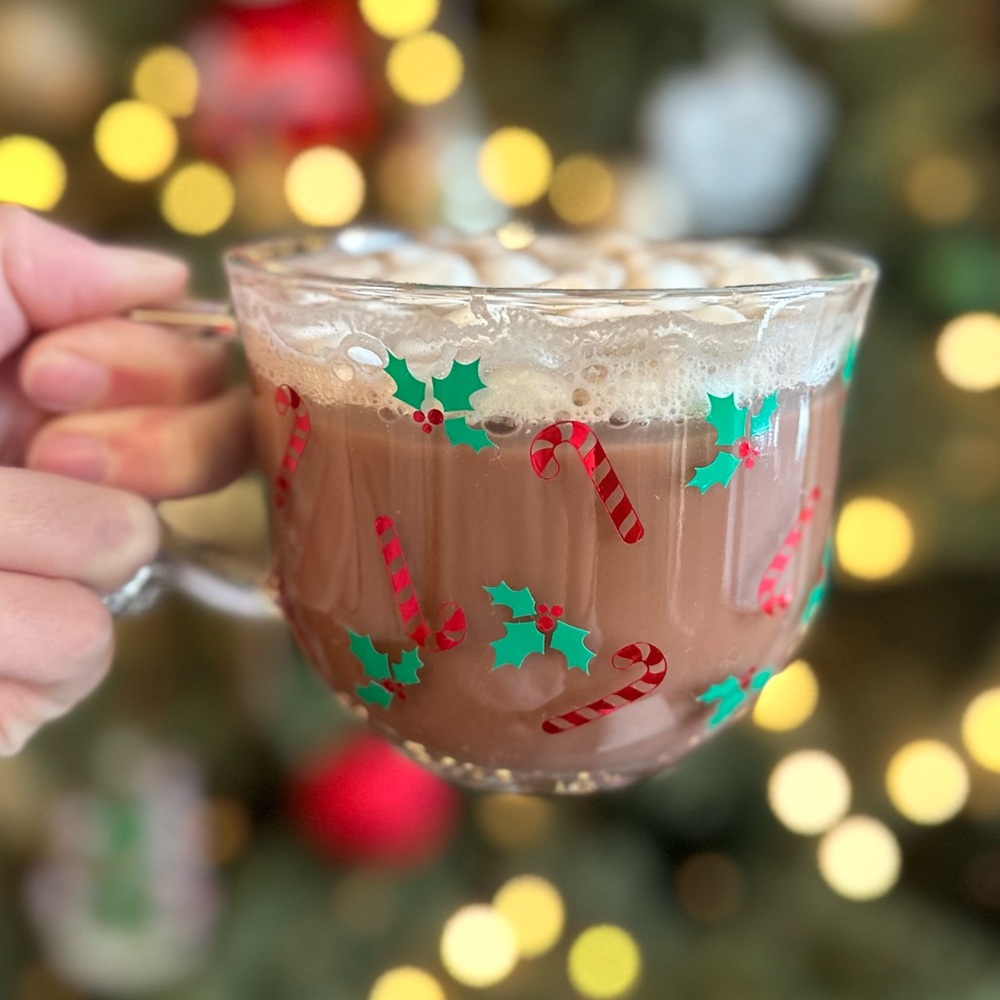 Clear Glass Christmas Candy Can Mug